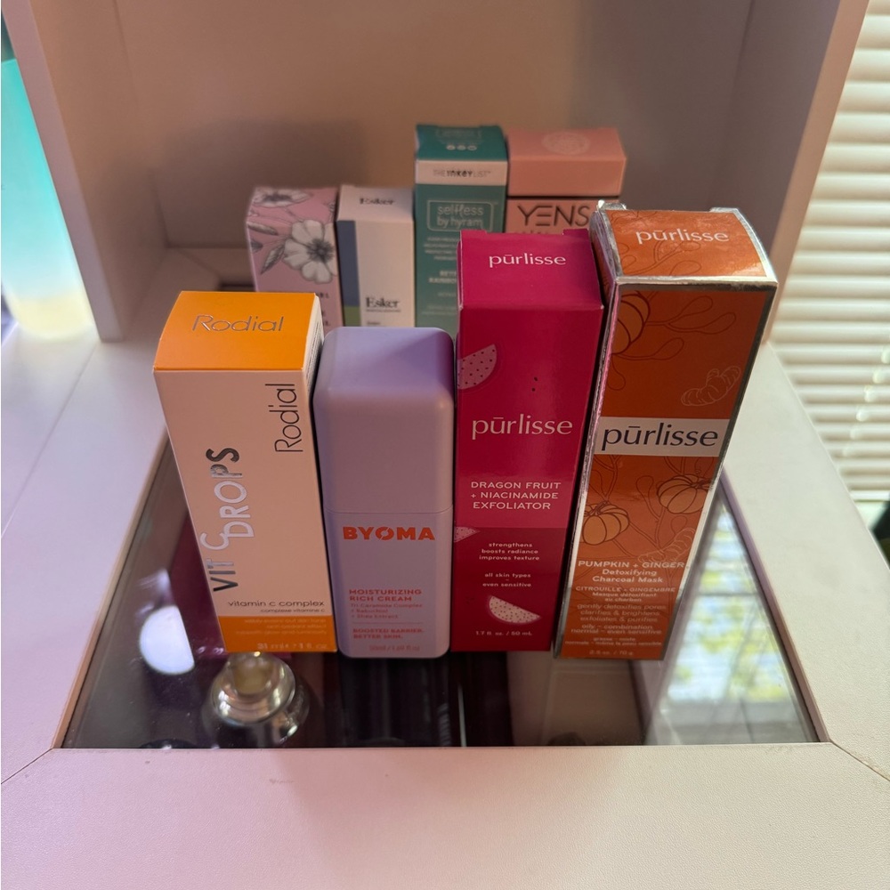 Eight skincare products, all new and unused